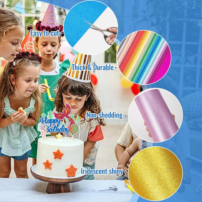 Nitelemn 30 Pack Glitter Cardstock Paper Sheets, 30 Colors 6×8inch Shimmering Paper 250gsm/92lb For Arts and Crafts, Decorative, Weddings & Birthdays Invitations, Scrapbook Supplies (Glitter) - Image 4
